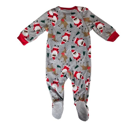 Carters Size 9 M Unisex Set of 2 Cozy Baby Pajamas Holiday Prints & Stripes Soft - Picture 6 of 10